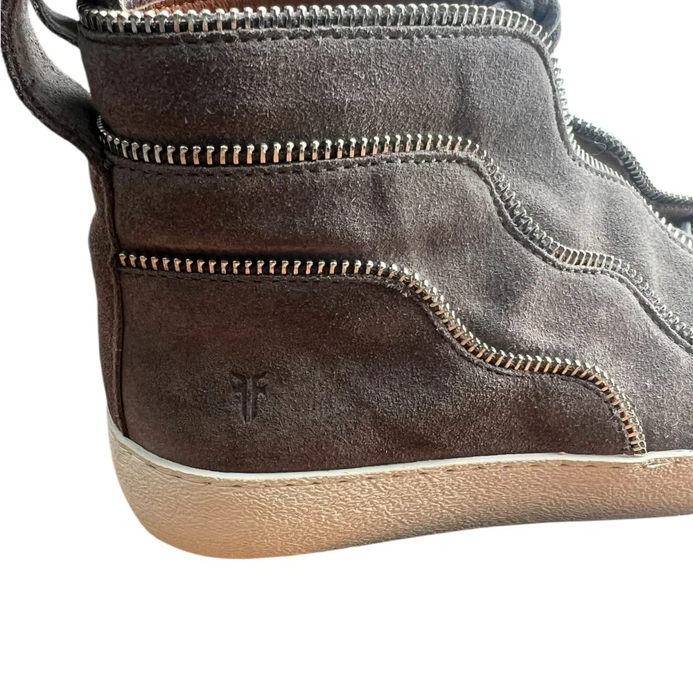 Frye Gray Suede High Top Sneakers Leather Side Zip‎ Casual Womens 7